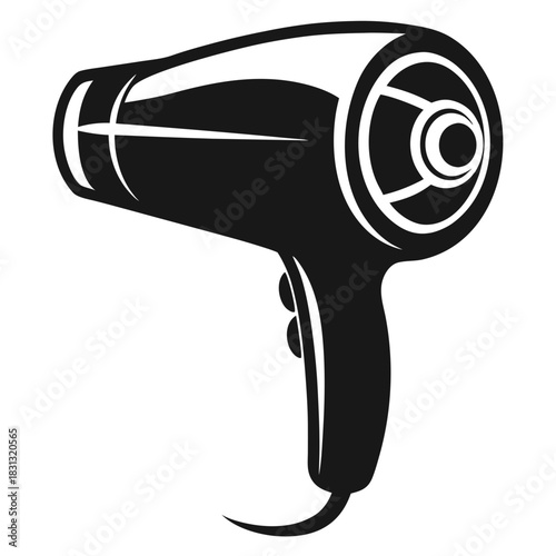 Modern Blow Dryer Silhouette Vector Icon for Beauty and Hair Styling Designs