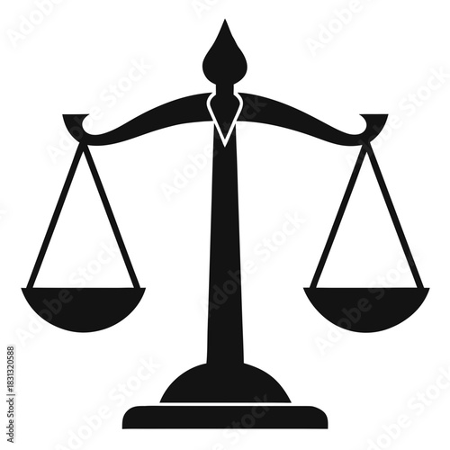 Justice Scale Silhouette: Black and White Legal Balance Icon for Professional Designs