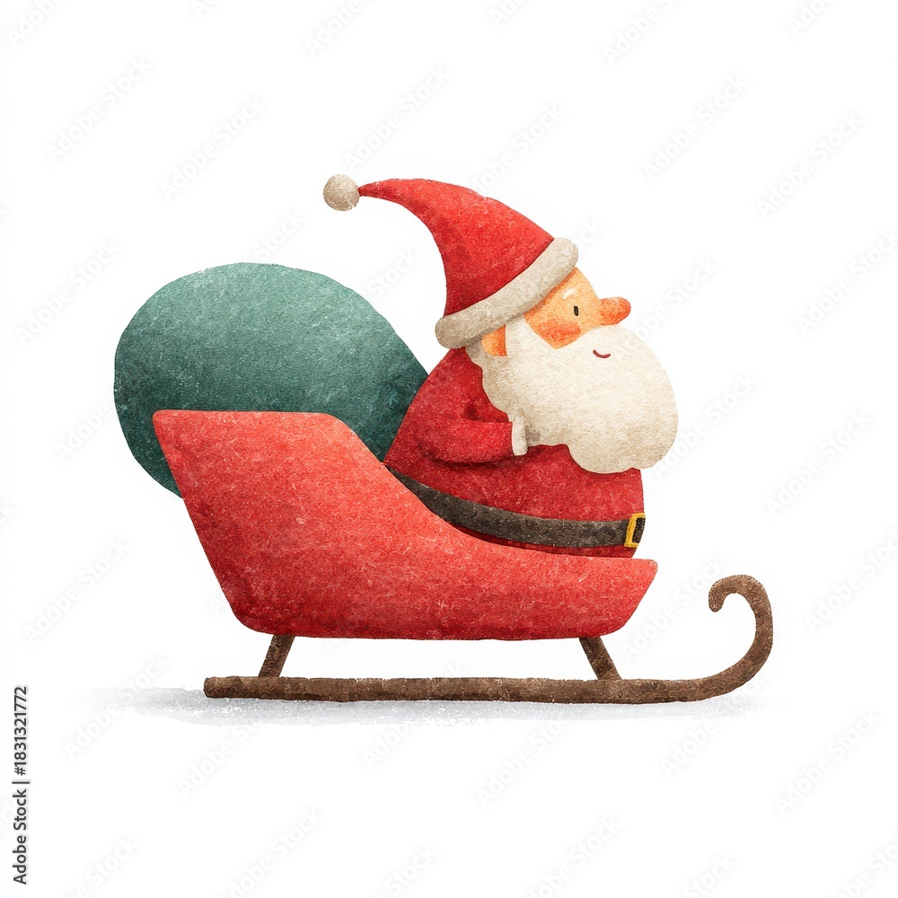 Fototapeta premium Festive Santa Claus on Sleigh with Christmas Cheer