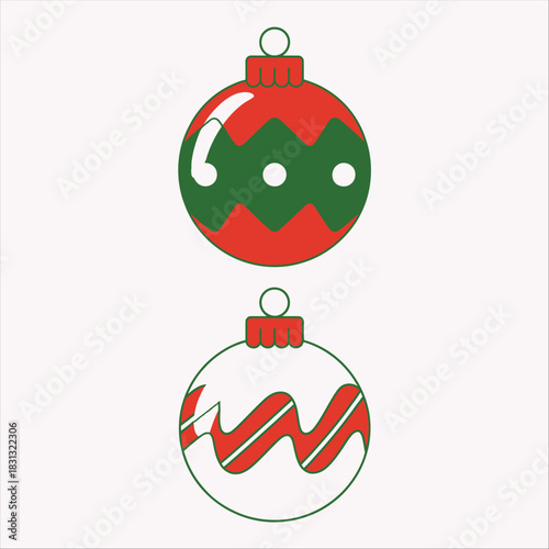 Two vibrant Christmas ornaments display festive wavy designs and bring holiday cheer