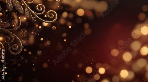 Golden Garland with Festive Bokeh:  A close-up captures a decorative golden garland gracefully adorning the frame's edge. Warm, glittering bokeh lights dance around the frame. 