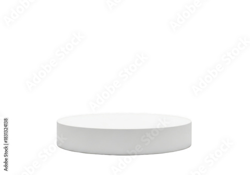 White cylinder stage isolated on transparent background