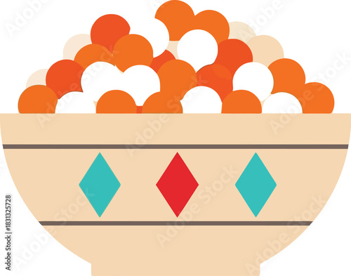 Healthy grain bowl with fresh ingredients top view delicious meal preparation vibrant colors vector