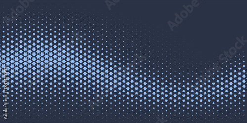 Stars Modern Halftone Geometry Pattern Vector Smooth Camber Border Blue Abstract Background. Checkered Faded Particles Curve Line Subtle Texture. Half Tone Contrast Graphic Minimalist Wide Wallpaper