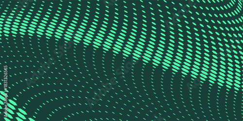 Modern Scaly Halftone Pattern Tilted Texture Turquoise Vector Abstract Background. Ultramodern Minimalistic Art Half Tone Graphical Mint Green Wide Wallpaper. Futuristic Sci-Fi Technology Illustration