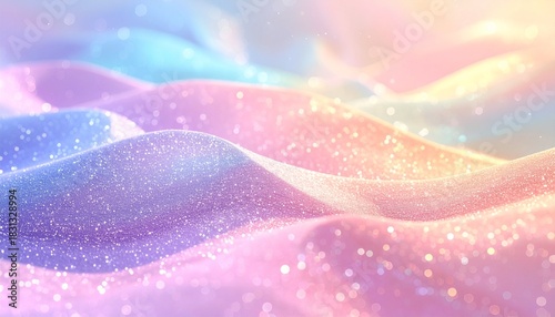 輝く細かな粒子の波　虹色　AI生成素材