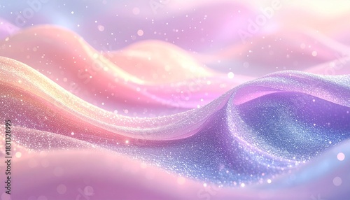 輝く細かな粒子の波　虹色　AI生成素材