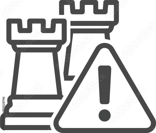 Chess strategy warning alert risk management game plan decision danger concept icon vector