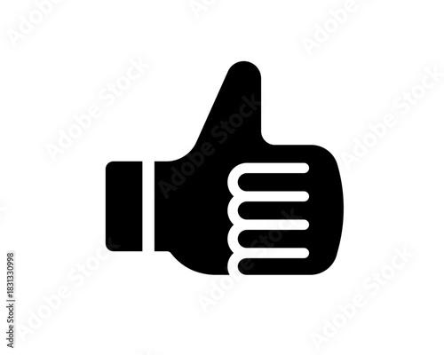 Black Solid Thumbs Up / Like Icon  Vector Silhouette for Social Media Reaction