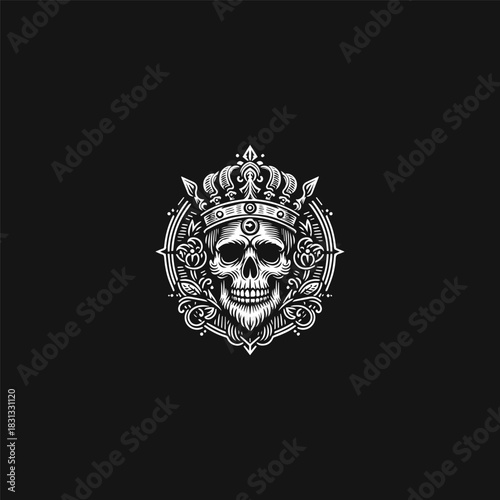 King skull logo style icon design template vector illustration