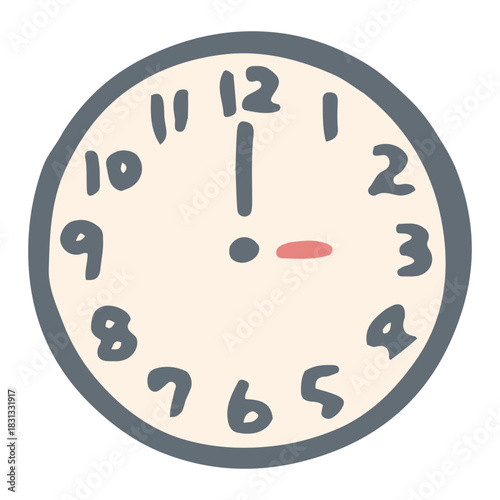 やさしい園じかんイラスト｜シンプルな時計（1〜12）カラー / Simple Clock Color