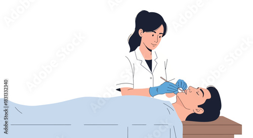 Dentist examining a patients teeth in a dental clinic