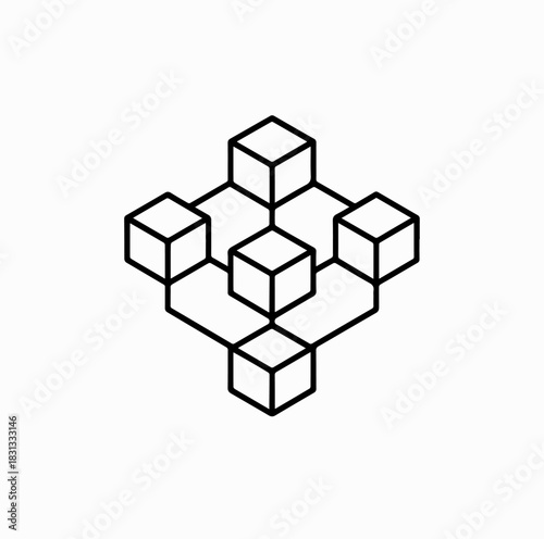 Blockchain Network Icon – Digital Connection and Technology Concept Vector