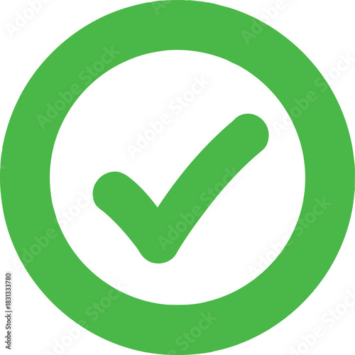 Green checkmark circle icon affirmation success approval confirmation simple vector graphic vector