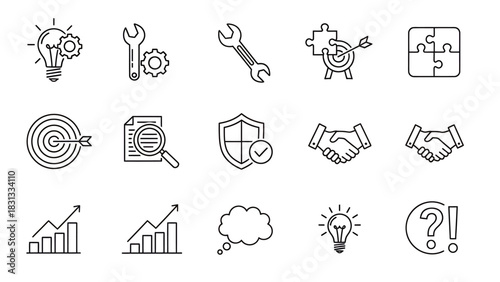 Streamline Your Business with These Essential Icon Set Elements for Growth and Success, Perfect for Websites, Presentations, and Marketing Materials
