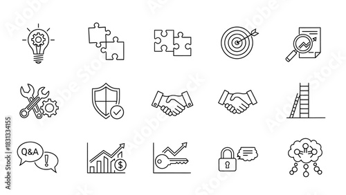 Streamline Your Business with These Essential Icon Set Elements for Growth and Success, Perfect for Websites, Presentations, and Marketing Materials