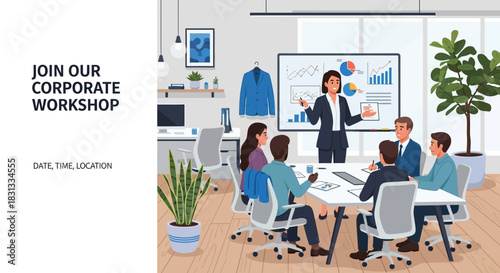 Engaging corporate workshop presentation with diverse professionals in office space