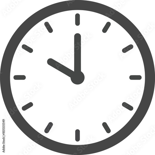 Minimalist clock face timekeeping concept illustration hour minute second dial hands circular vector