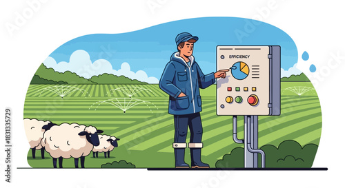 Precision Agriculture: An Agronomist Monitoring Irrigation Efficiency on Farmland