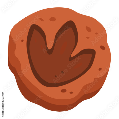 dinosaur footprint fossil prehistoric flat color vector illustration template design