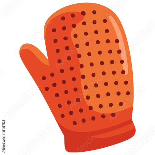 Pet grooming glove removing animal hair flat color vector illustration template design