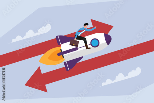 Navigating Market Volatility: Business Strategy and Growth 2d flat vector illustration