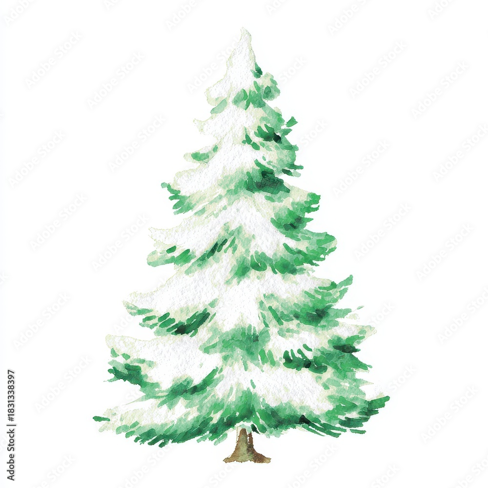 Fototapeta premium Beautiful Watercolor Illustration of a Christmas Tree