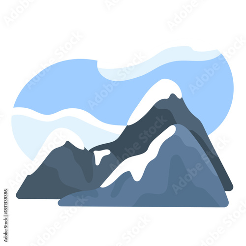 Minimalist Vector Illustration of Snowy Mountains