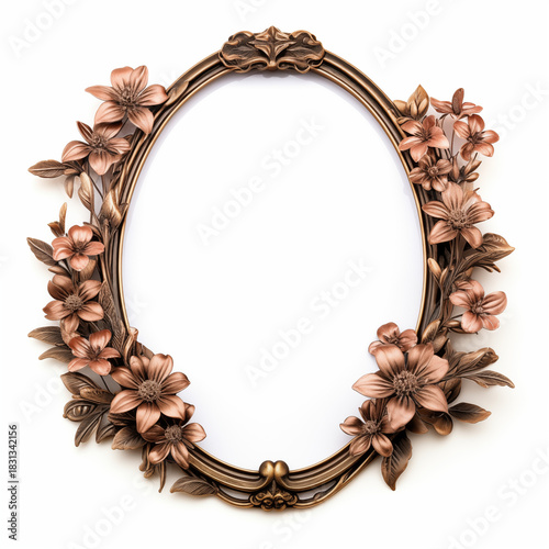 Ornate Oval Floral Frame Decoration Vintage Style