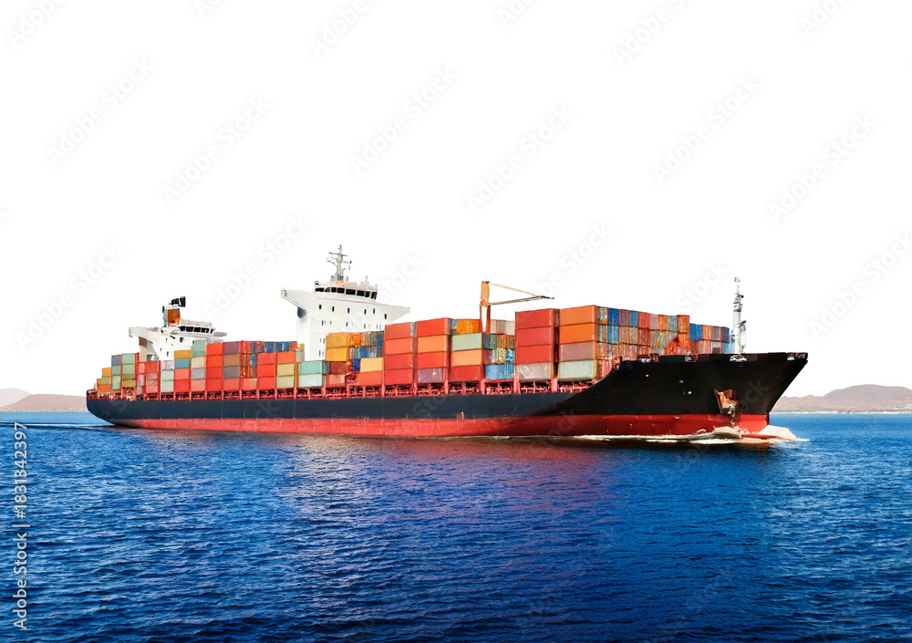 Fototapeta premium Cargo Ship isolated on transparent or white background