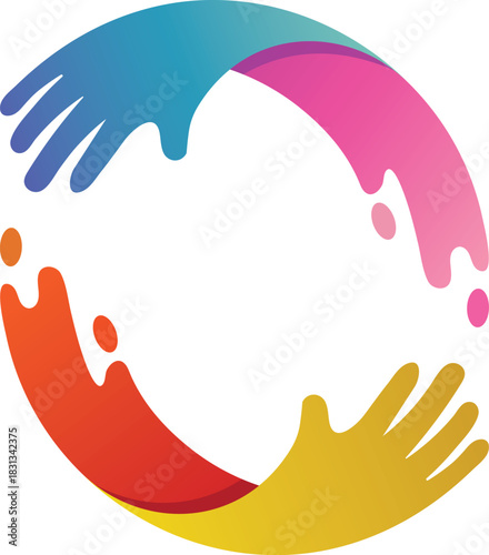 Hand care logo with charity design vector, unity logo template