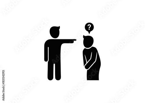 Accusation and Confusion A Stick Figure Confrontation with Question Mark