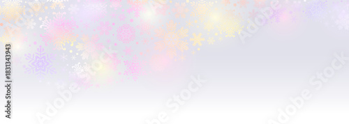 冬の幻想的な背景イラスト　暖かな色合いの雪の結晶イルミネーション