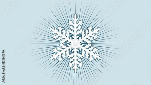 Stylized white snowflake icon with radiating blue lines on a light blue background, representing winter, cold, ice crystal, and seasonal weather phenomena in a graphic design