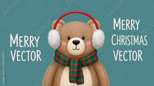 teddy bear with christmas tree
