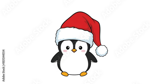 christmas penguin with santa hat