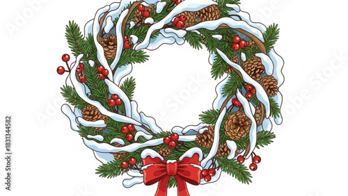 christmas wreath with bells and holly