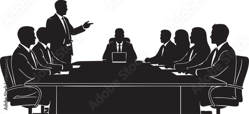 Silhouette of business people in a formal meeting or conference