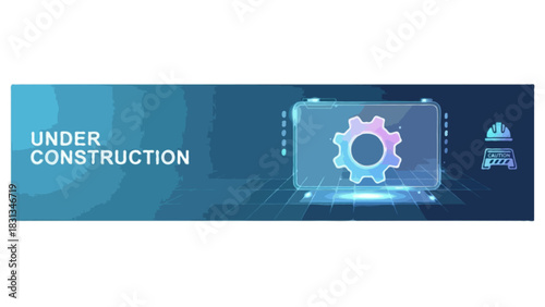 Flat vector banner of an under construction webpage