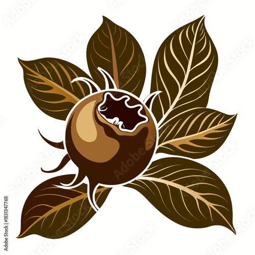 true medlar silhouette on white background