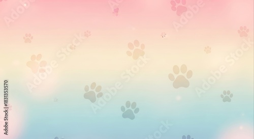 Pastel Paw Prints Background - A Soft and Playful Design.
