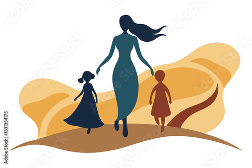 Girl with dog and luggage cartoon illustration