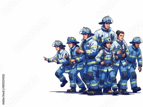 Team of Firefighters Ready for Action A United Force.