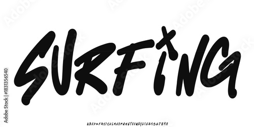 Brush vector font with texture. Creative hand drawn uppercase. Classic lettering fashion designs Typography script decorative vintage concept vector illustration