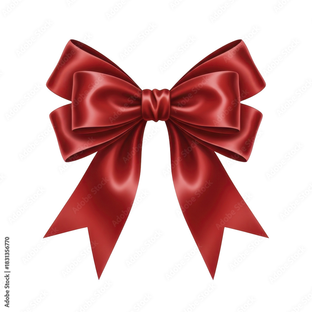 Fototapeta premium Red Satin Christmas Gift Bow on a Transparent Background PNG Image