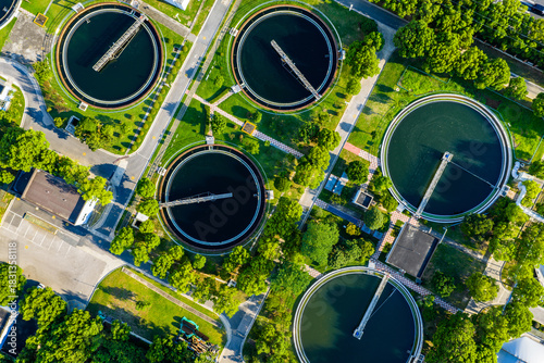 circular sedimentation tanks in wastewater treatment plant