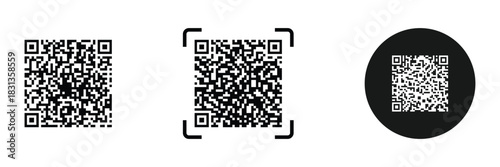 QR code vector illustration isolated on white background. Black scan code icon for mobile. QR code for checkout of product.