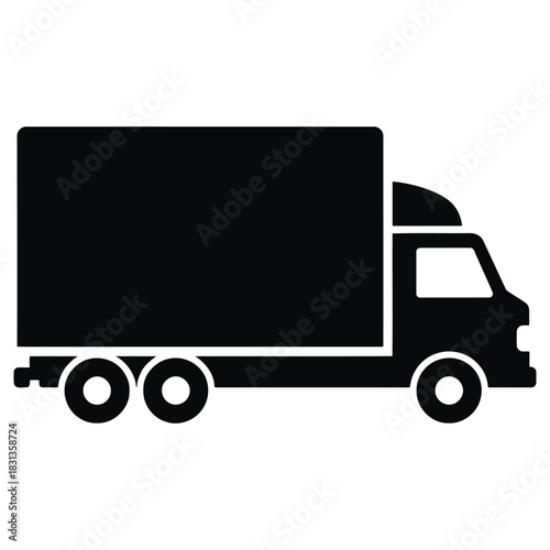 Delivery Truck Icon, Moving Truck Vector, Cargo Vehicle Silhouette