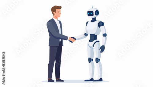 Business Partnership Human and AI Robot Collaboration in Technology and Innovation
