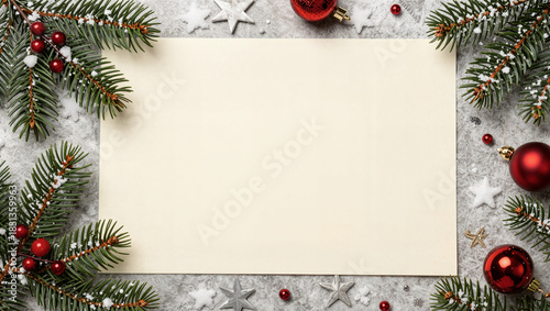 Festive holiday card design cozy home setting blank space for message christmas environment top view celebration concept